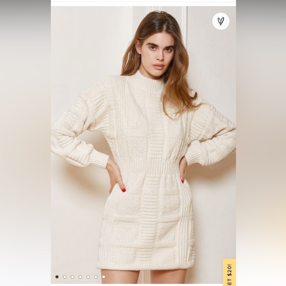 Lulus Patchwork It Cream Cable Knit Cutout Sweate… - image 2